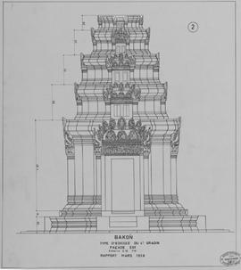 Bakong - pyramide: type d'éd. du 4e gradin: face E (Élévation).