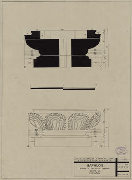 Baphuon - 3e enc., G III/E: motif terminal (Coupe, Élévation).