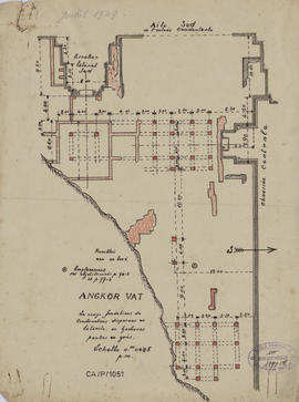 Angkor Vat - 4e enc., E du G IV/O, aile S: vestiges (Plan).