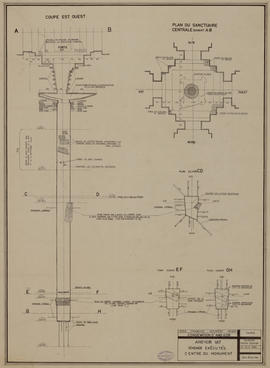 Angkor Vat - tour centrale: sondages (Coupe, Élévation, Plan).
