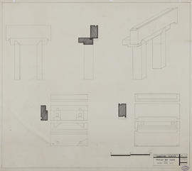 Pr. Bay Kaek Ouest - tour centrale: cadre de porte E (Axonométrie, Coupe, Élévation, Plan).