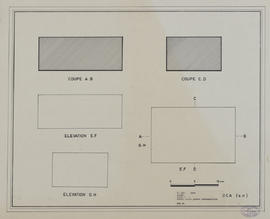 inconnu - Pierre rectangulaire (Coupe, Élévation, Plan).