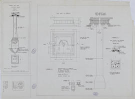 Ak Yum - tour centrale: piédestal et sondage puits (Coupe, Élévation, Plan).