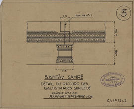 Bantay Samre - balustrades: raccord sur le dé (Élévation).