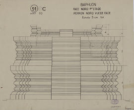 Baphuon - 3e enc., face N, perron N (Élévation).