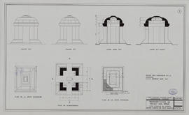 Pr. Ong Mong - édicule en latérite: reconstitution (Coupe, Élévation, Plan).