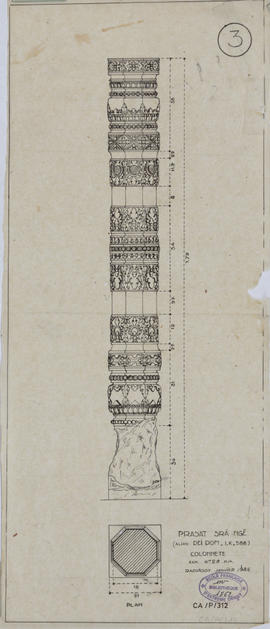 Pr. Sra Nge (alias Dei Dom) - colonnette (Élévation, Plan).