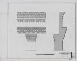 Vat Athvear - 1e enc., mandapa, pilier et bahut: décor et moulures (Coupe, Élévation).