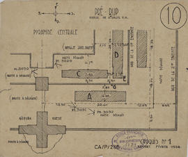 Pre Rup - 1e enc., pyramide centrale, angle SO (Plan).