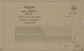 Baphuon - 3e enc., angle NE, côté E: partie éboulée et déposée (Élévation).