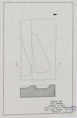 Prasat Bei - tour centrale: logement du dépôt (Coupe, Plan).