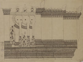 Angkor - porte S, dessin artistique de la CA (Élévation).