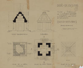 Pre Rup - édicule en latérite (Coupe, Élévation, Plan).