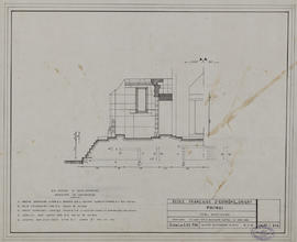 Pimay - 1e enc., tour centrale et avant-corps O, coupe EO, vue vers N: ferraillage BA (Coupe).