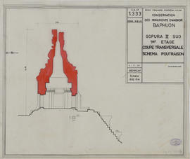 Baphuon - 3e enc., G III/S, coupe N-S: schéma poutraison BA (Coupe).