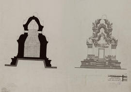 Thommanon - Bibliothèque SE: face O et coupe NS vue vers E (Coupe, Élévation).