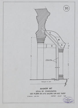 Angkor Vat - 3e enc., galerie S, aile O: consolidation pilier (Coupe).