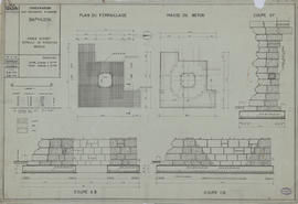 Baphuon - 3e enc., angle SE: ferraillage et BA (Coupe, Plan).