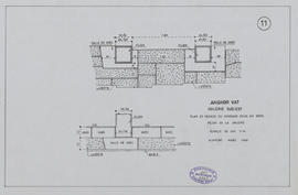 Angkor Vat - 3e enc., galerie S, aile E: sondage sous pilier (Élévation, Plan).