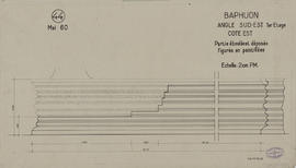 Baphuon - 3e enc., angle SE, coté E: partie éboulée et déposée (Élévation).