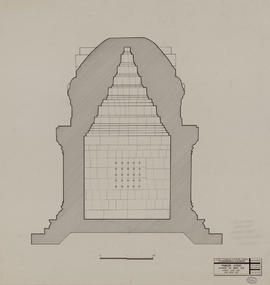Phnom Krom - annexe en grès S: coupe NS vue vers E (Coupe).