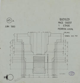 Baphuon - 3e enc., face O, perron axial (Plan).