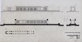 Takeo - 1e enc., biblio. NE (Coupe, Élévation, Plan).