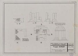 Prasat Komnâp - édicule en latérite destiné à abriter stèle inscrite (Coupe, Élévation, Plan).