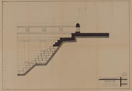 Angkor Vat - Chaussée ext. O, esc. E, douve S: restitution des marches (Coupe).