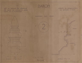 Bakong - Epi de faîtage; G I/N: profil du soubassement (Coupe, Élévation).