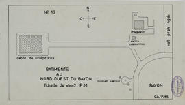 Angkor Thom - env. Bayon, bâtiments de la Conservation: dépôt et magasin (Plan).