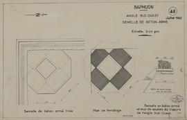 Baphuon - 3e enc., angle SO: semelle BA (Coupe, Plan).