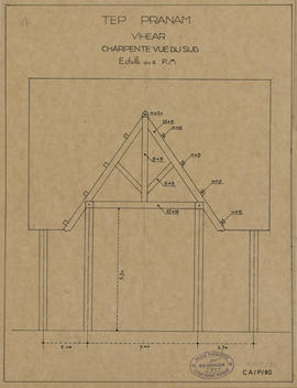 Tep Pranam (Vihear) - charpente: face S (Élévation).