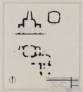 Banteay Chmar - 1e enc., cour I centrale, tour NO (Coupe, Plan).