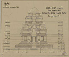 Chau Say Tevoda - tour sanctuaire centrale: face O (Élévation).