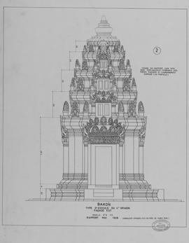 Bakong - pyramide: type d'éd. du 4e gradin: face E (Élévation).