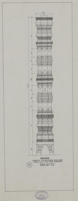Phnom Bakheng - pyramide, tour d'angle nd: colonnette (Élévation).