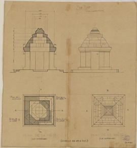 Pre Rup - 1e enc., angle NE, édicule (Coupe, Élévation, Plan).