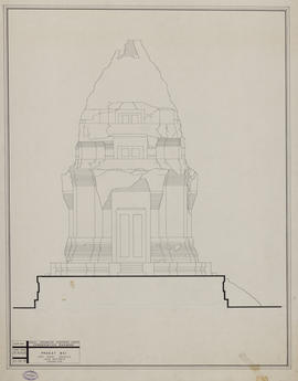 Prasat Bei - tour centrale, face S: état avant travaux (Élévation).