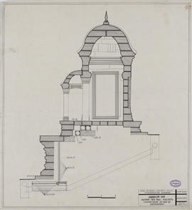 Angkor Vat - 3e enc., gal. E, mur de soutènement: confortation BA (Coupe).