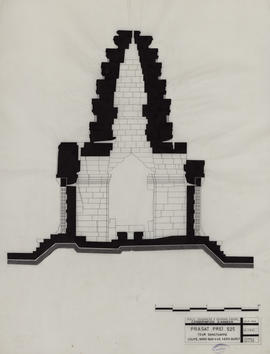 Prasat Prei 525 - tour sanctuaire central: coupe NS vue vers O (Coupe).