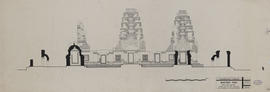 Bantay Kdei - 1e enc. et 2e enc., tour centrale: face E, coupe N/S sur gal. II et salles de passa...