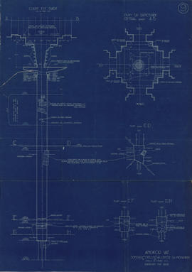 Angkor Vat - Tour centrale: sondages et puits (Coupe, Plan).