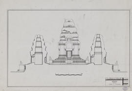 Mebon Oriental - 1e enc., ter. sup., tour centrale A1: coupes et élévations (Coupe, Élévation).