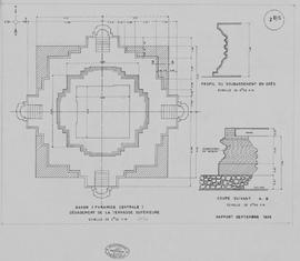 Bakong - pyramide, terrasse sup.: dégagement (Élévation, Plan).