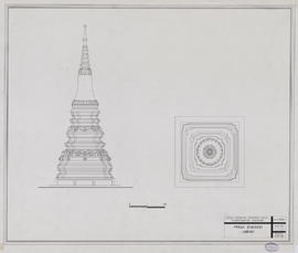 Prah Einkosei - chedei (Élévation, Plan).