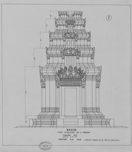 Bakong - pyramide: type d'éd. du 4e gradin: face E (Élévation).