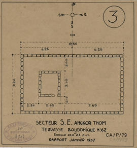 Angkor Thom - secteur SE, terrasse boudhique N°62 (Plan).