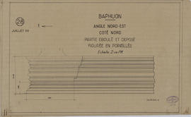 Baphuon - 3e enc., angle NE, côté N: partie éboulée et déposée (Élévation).