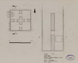 Bayon - 1e enc.: chambre dégagée au fond de la citerne (Coupe, Plan).